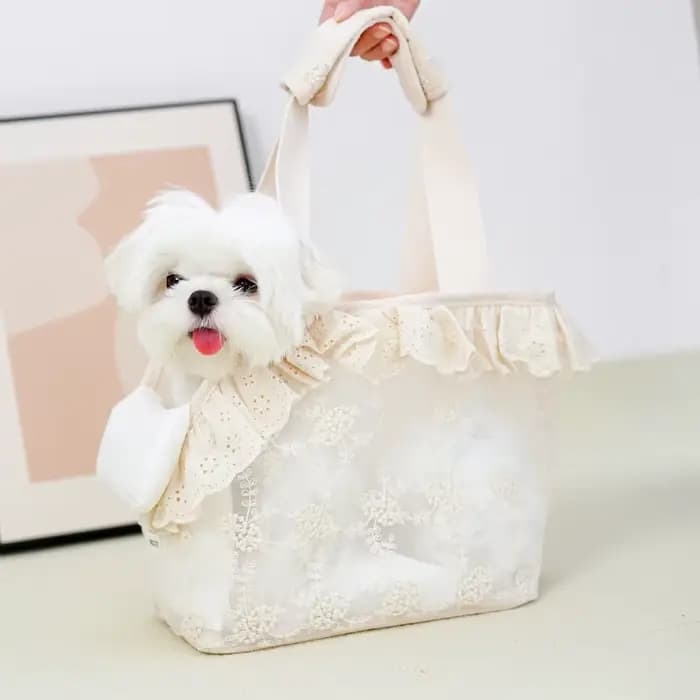 Onecute – Sac de transport pour animaux de compagnie en dentelle, sac à main à bandoulière pour chio
