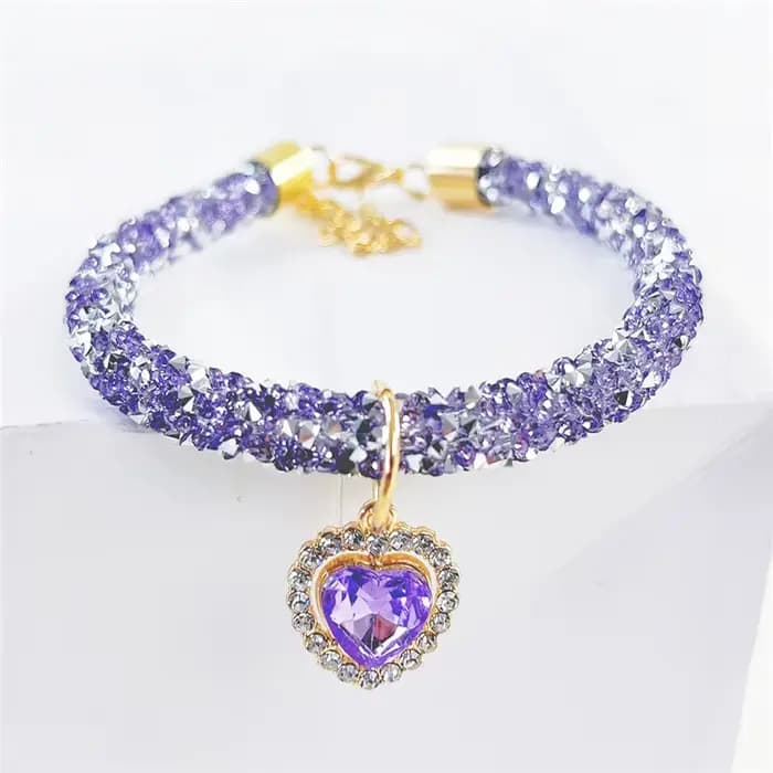 Collier en cristal pour chat, pendentif en forme de cœur, en strass, réglable, pour chat, chiot, Chi