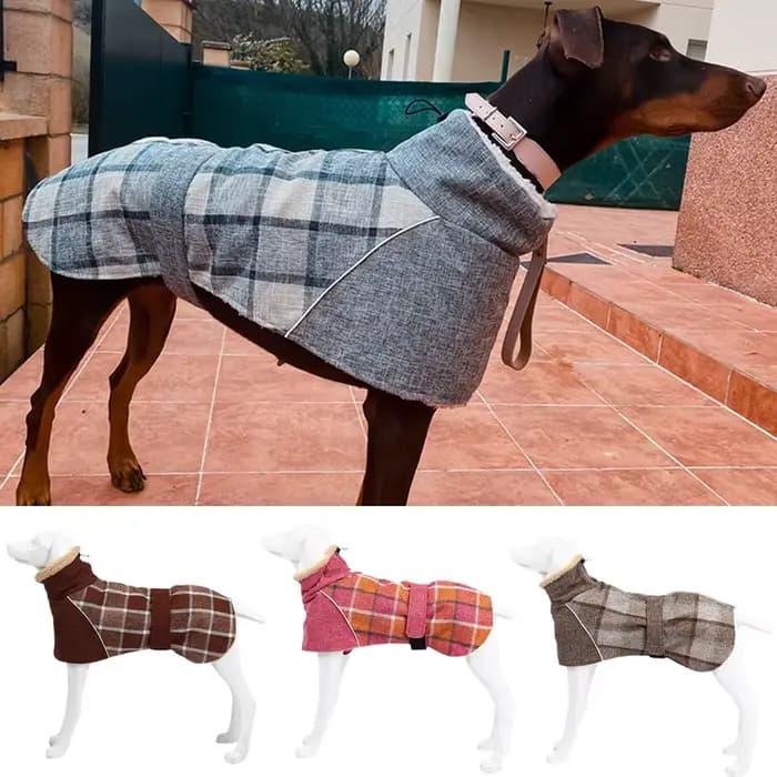 Vêtements d'hiver chauds en polaire pour grands chiens, veste pour animaux de compagnie à imprimé éc