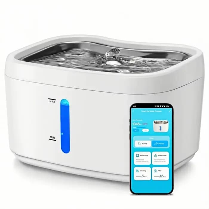 Fontaine à eau pour chat avec connexion sans fil via application, 84 oz/2,5 L, fontaine à eau automa