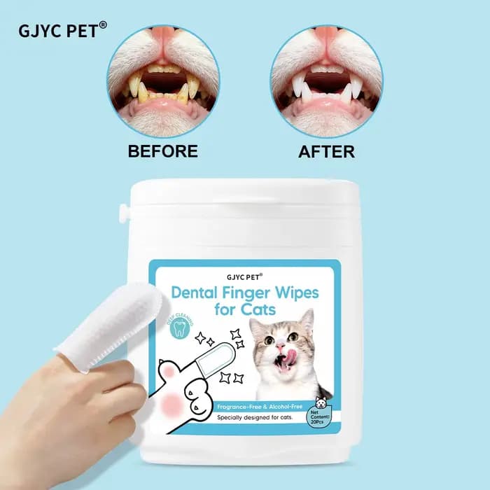 Lingettes nettoyantes pour dents de chat, jetables, double texture 3D, sans brossage, haleine fraîch