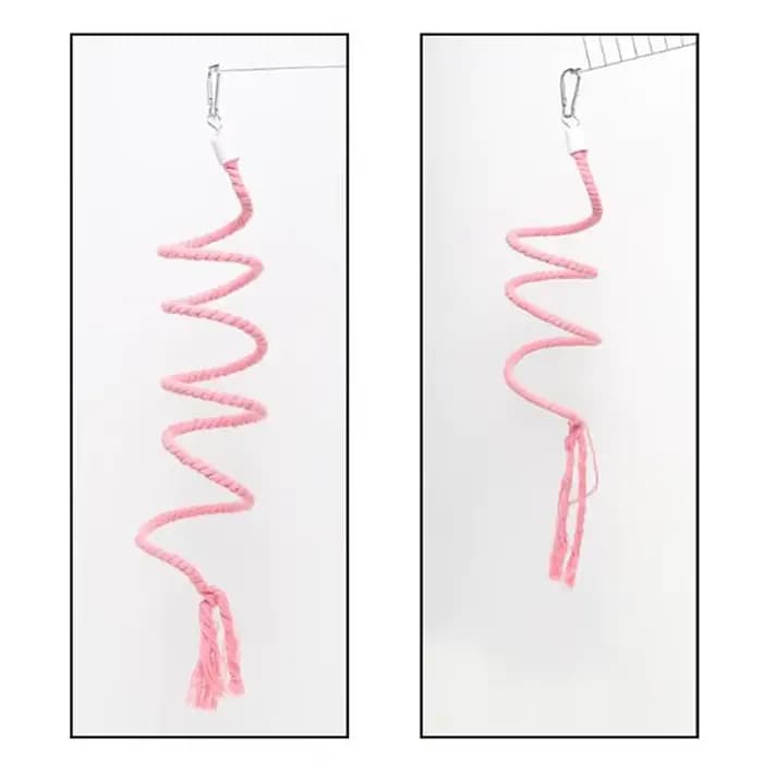 Jouet pour oiseaux en spirale, corde en coton, barre à mâcher, balançoire pour perroquet, jouets deb