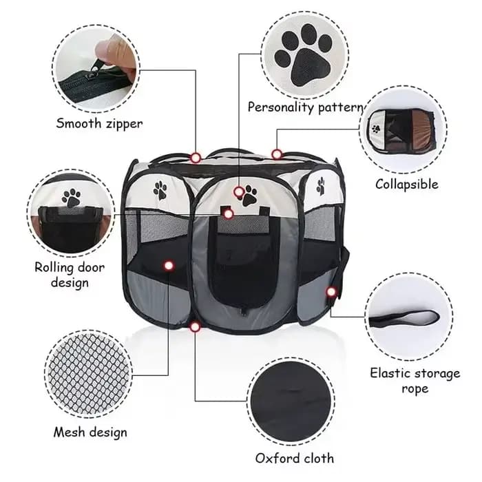 Tente pliable pour animaux de compagnie, poignée Durable, maison pour chat, tissu Oxford, clôture oc