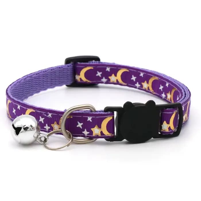 Collier de chat avec cloche dessin animé étoile lune chien chiot chaton collier réglable cloche de s