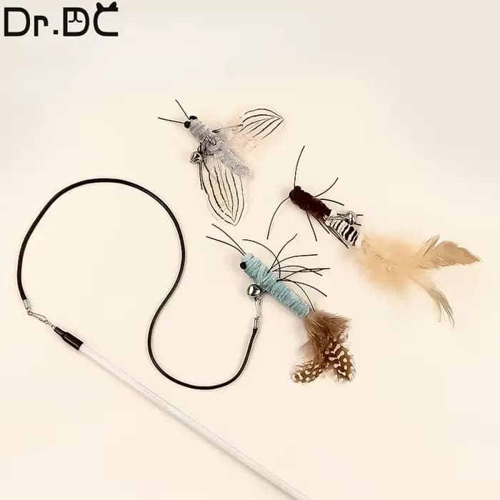 Dr.DC taquin chat bâton tête avec ou sans fil bâton libellule plume chat fournitures interactif amus
