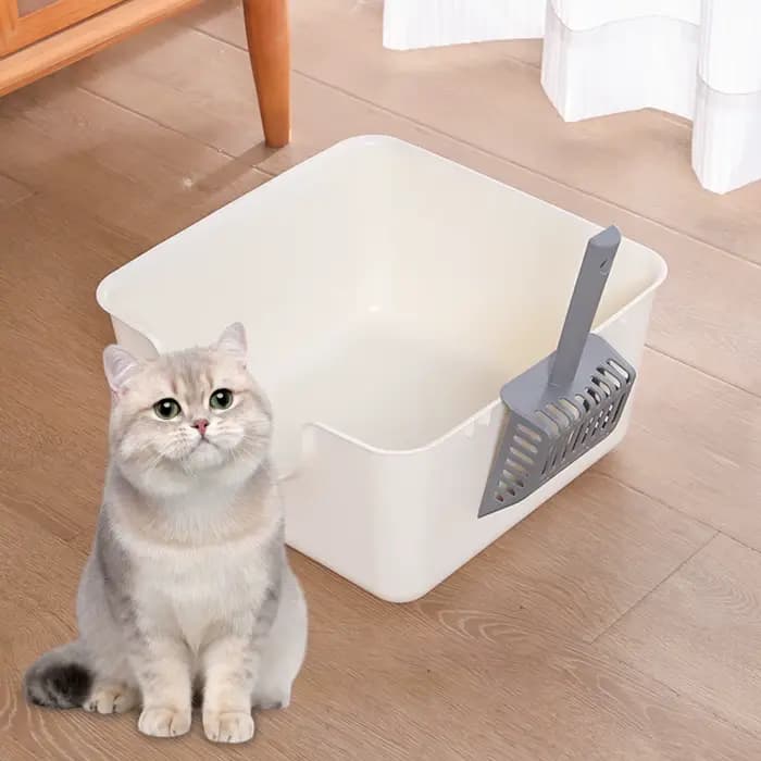 Bac à litière pour animaux de compagnie à dessus ouvert, bac à litière anti-éclaboussures pour chat,
