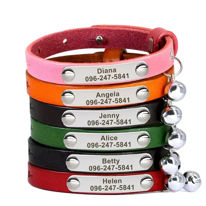 Collier de chat personnalisé réglable en cuir colliers de chats de compagnie collier personnalisé ch