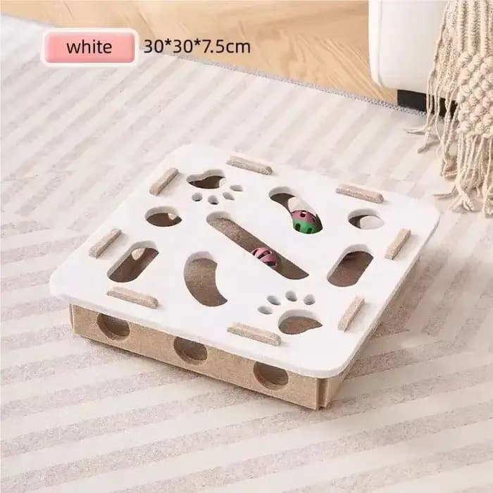 Boîte de jeu en feutre avec trous de labyrinthe pour chat, avec boule à clochette, jouet interactif