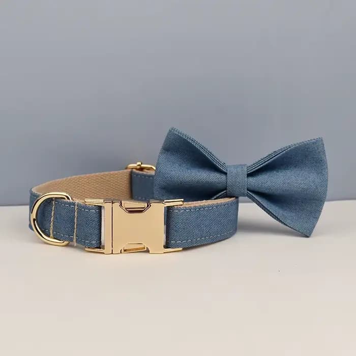 Accessoires pour animaux de compagnie de haute qualité, collier pour chien en denim personnalisé, la