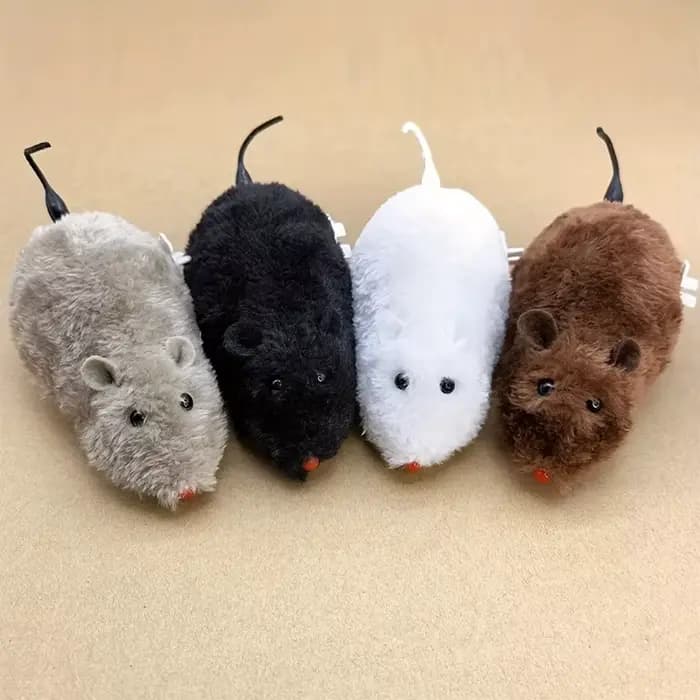 Jouet de souris à remonter en peluche amusant et interactif, 1/5 pièces, pour chats, chiens et enfan