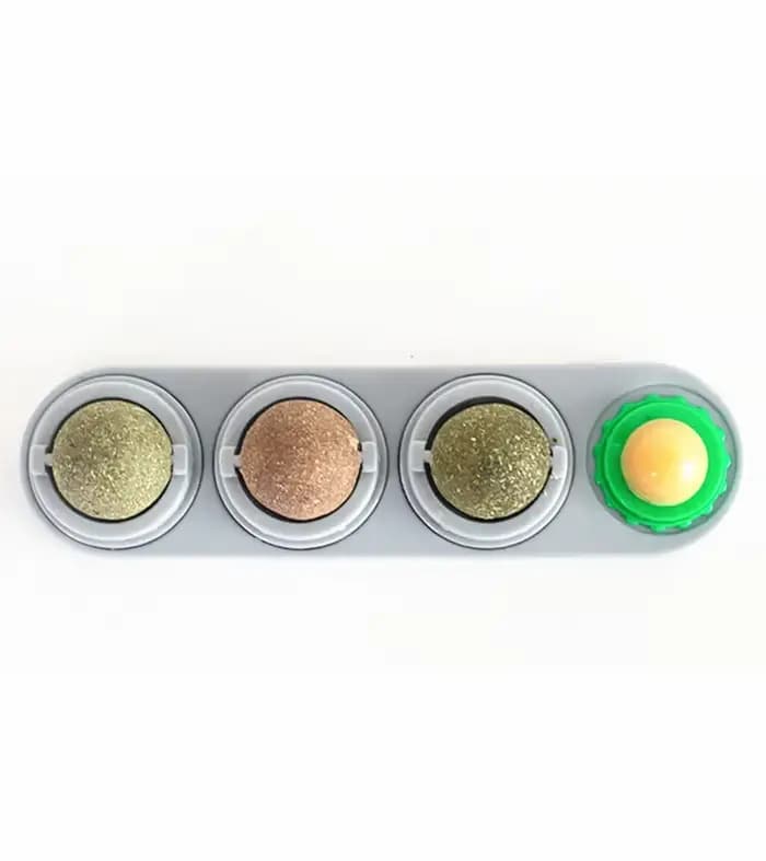 Boules de Catnip 4-en-1 : Friandise Léchable pour Chat, Jouet à Mâcher pour Chaton, Nettoyage des De