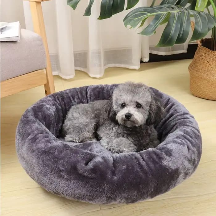 Lit pour animaux de compagnie confortable beignet rond chenil pour chien doux lavable chien chat cou