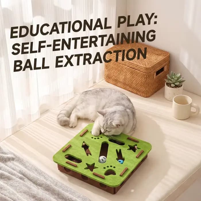 Jouet de puzzle pour chat, boîte de puzzle en feutre, jouet d'exercice pour chat avec balle, diverti