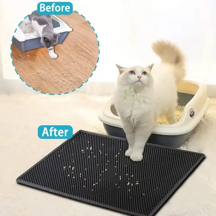 Tapis de litière pour chat avec cadeau, Double couche, imperméable, pour boîte à litière pour animau