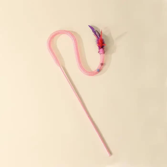 Baguette Teaser serpent pour chat avec boules d'herbe à chat, Tubes en maille élastique, boules et p