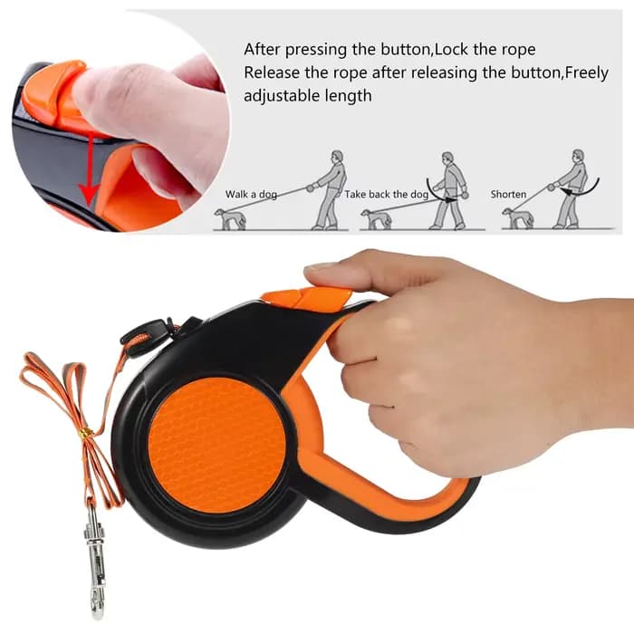 Laisse de marche rétractable pour animaux de compagnie, robuste, avec bande réfléchissante solide, p