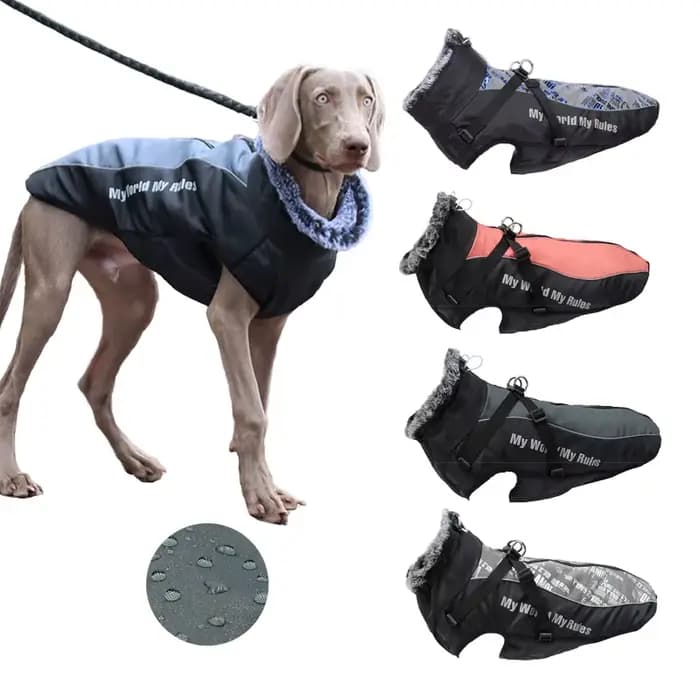 Manteau d'hiver imperméable pour grands chiens avec collier en fourrure SFP, vêtements chauds pour a