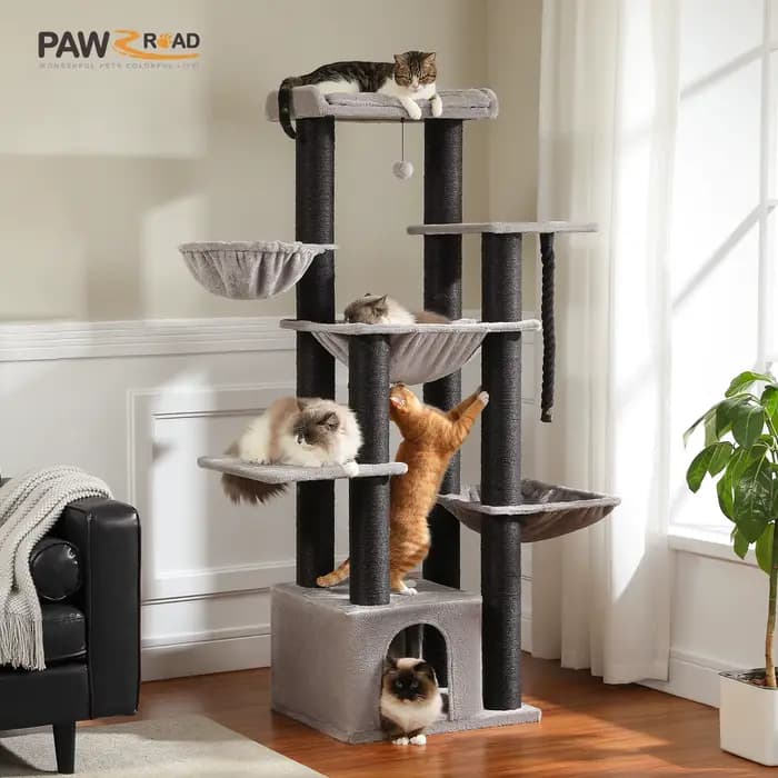 Gros arbre à chat pour chats de grande taille tour à chat robuste avec plusieurs niveaux maison à ch