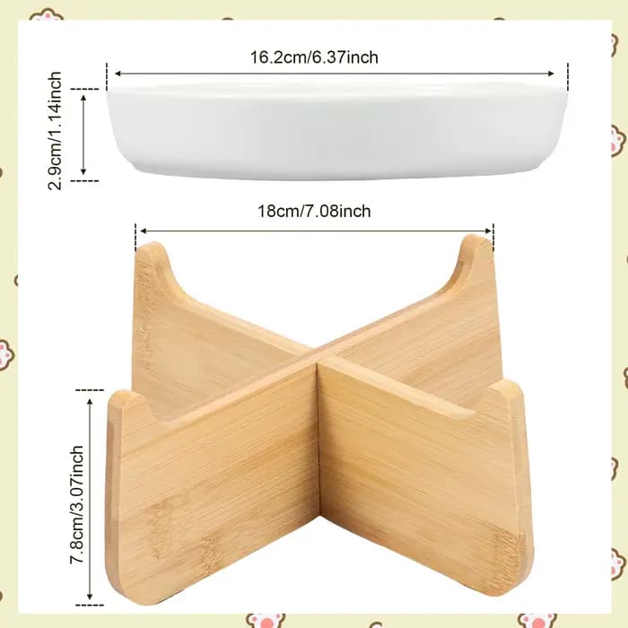 Bol pour chat surélevé bols pour chat surélevés avec support en bois bol d'alimentation lente en cér