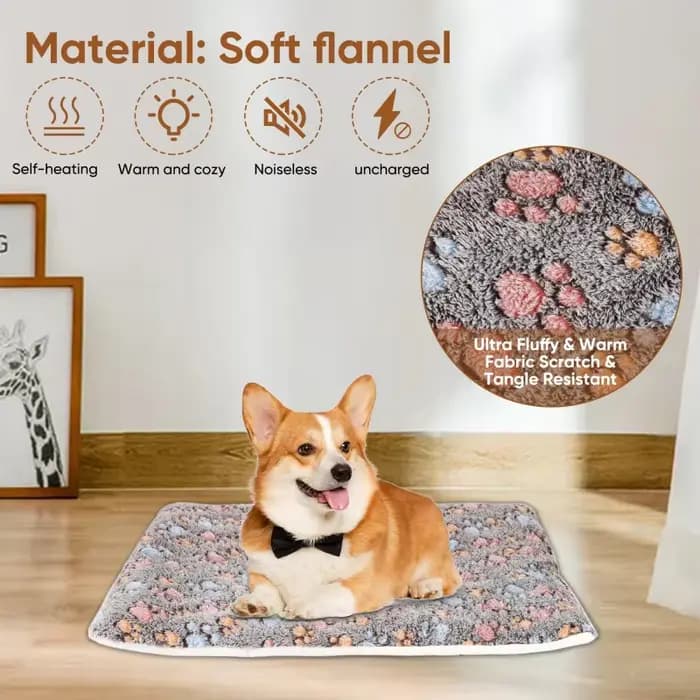 Tapis de lit épais en flanelle pour chien, tapis de couchage doux pour animaux de compagnie, couvert