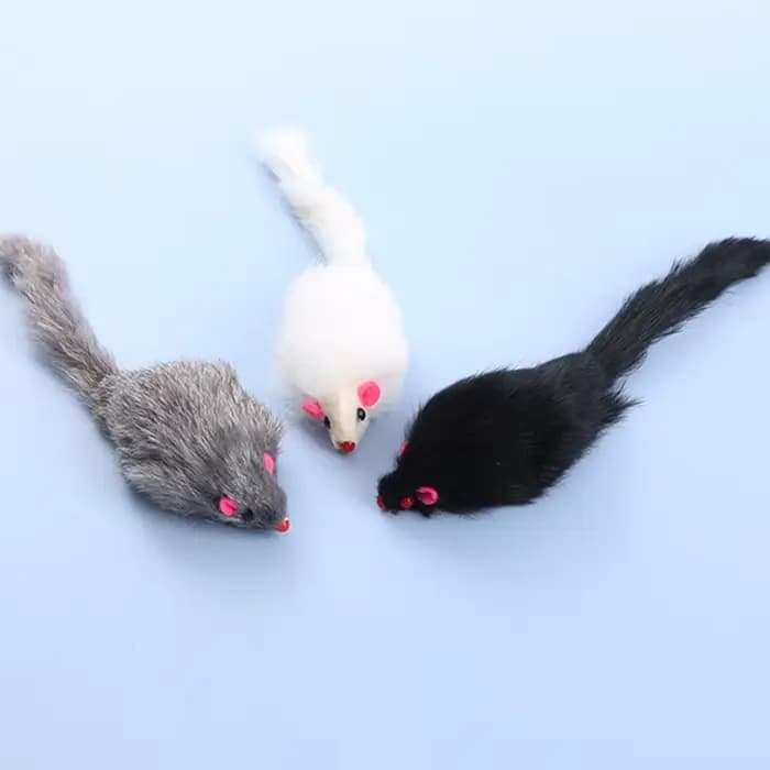5/10 pièces faux souris chat jouet souris à queue de cheveux longs avec son en peluche souris douce