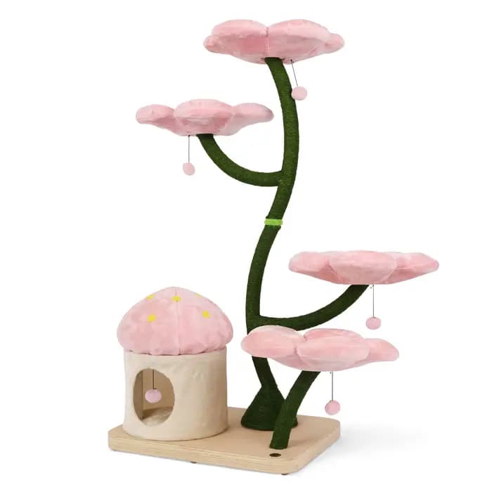 Tour d'arbre de maison de chat florale en bois tour de chat en bois arbre d'escalade de chat moderne