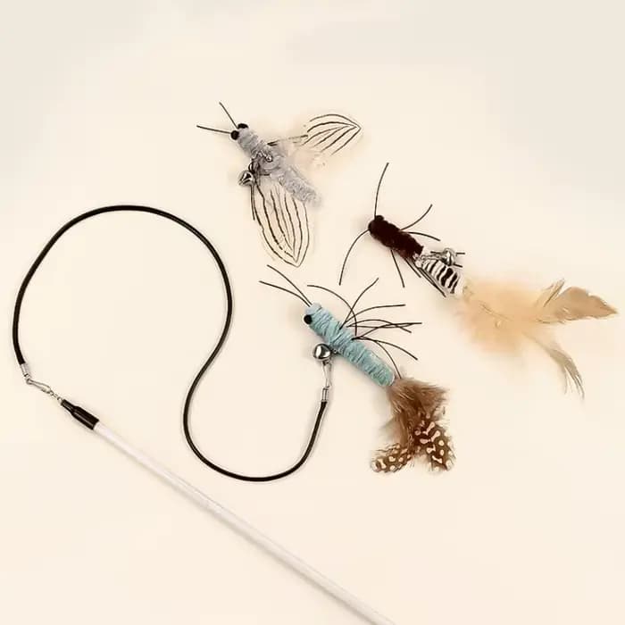 Jouet pour chat plume chats bâtons interactif chat jouet fil d'acier papillon jouets pour chats taqu