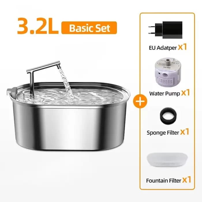 ROJECO fontaine d'eau pour chat en acier inoxydable abreuvoir automatique pour chat fontaine à boire
