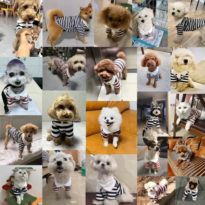 Chemise rayée pour chien, vêtements d'été pour chiot, gilet pour chat mignon, respirant, chemise fin