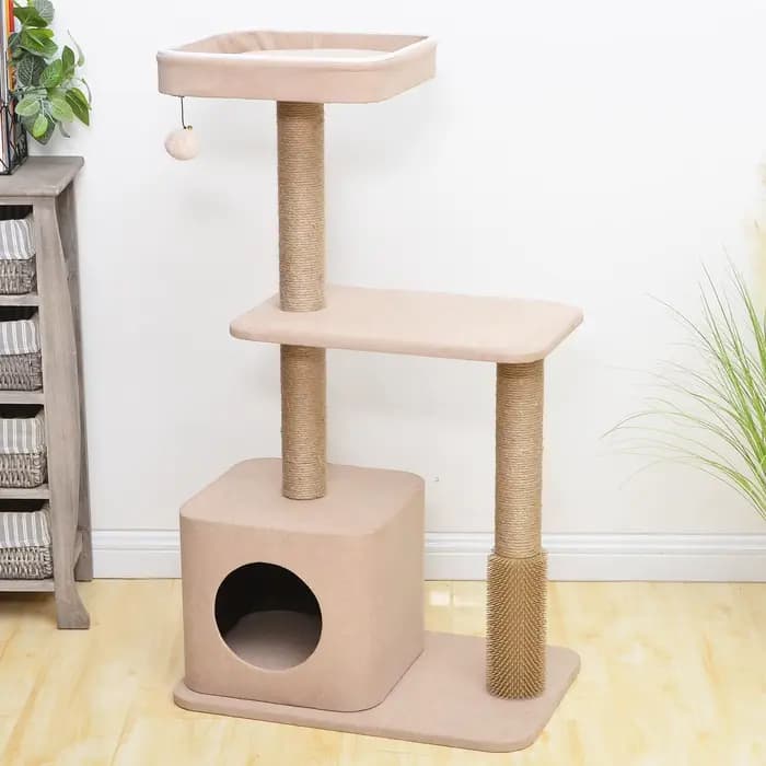Structure d'escalade pour animaux de compagnie en chenille, arbre à chat avec corde en jute