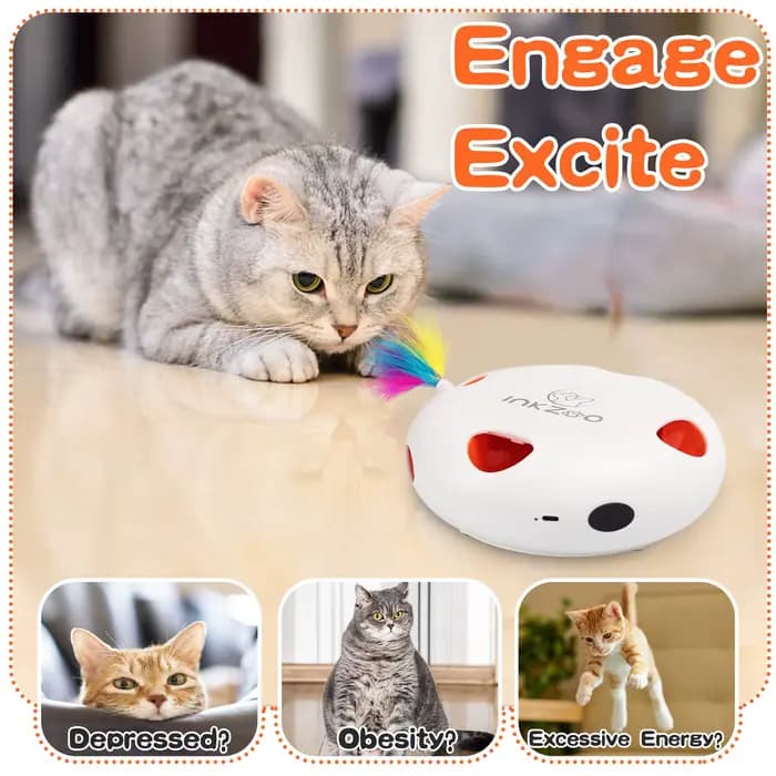 INKZOO Jouets pour chats, jouets interactifs pour chats d'intérieur, jouet interactif intelligent po