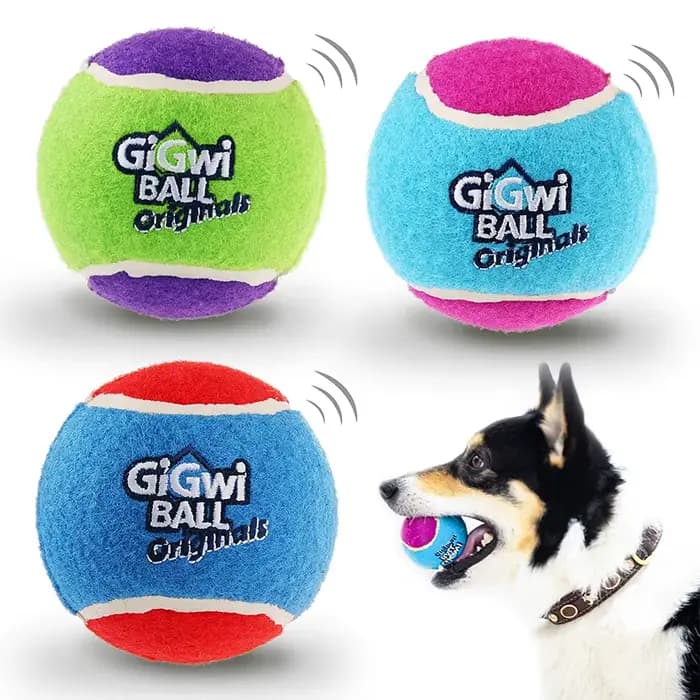 Balle de Tennis grinçante pour chien, jouets interactifs pour chien, son à rebond élevé, balle en ca