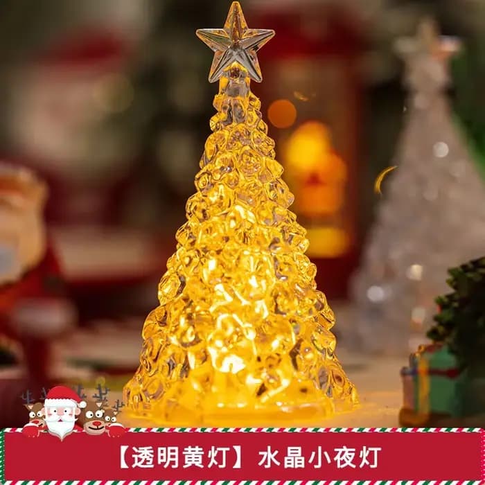Arrangement d'atmosphère d'activité de noël 2025, ornements de table, arbre lumineux, cristal Transp