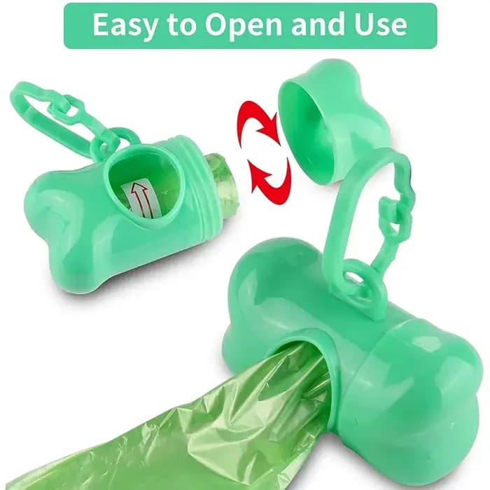Sacs de merde jetables pour animaux de compagnie, distributeur d'os avec Clip de laisse, fournitures