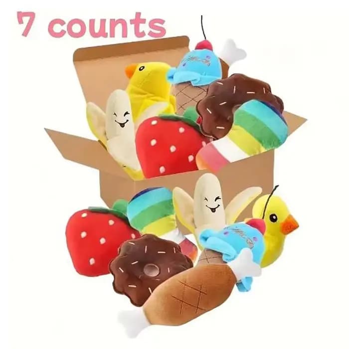 Ensemble de 7 jouets sonores pour chiots, peluches détachées à mâcher pour animaux de compagnie, fri