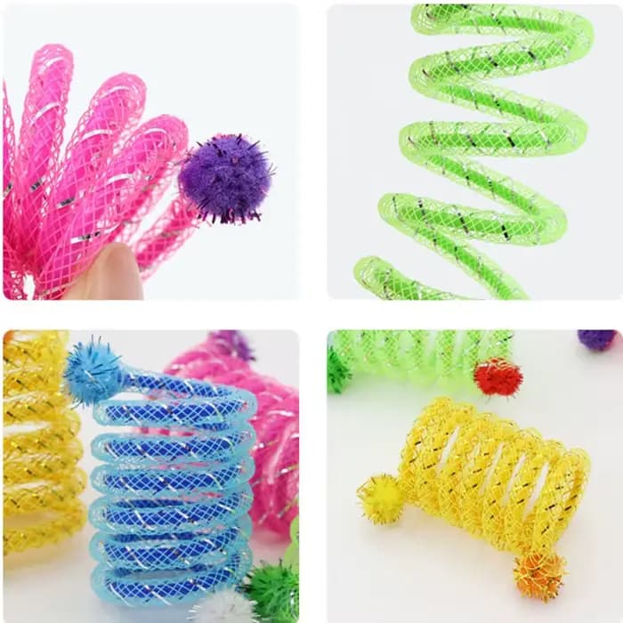Jouets de printemps colorés pour chats, bâton interactif, boule de laine élastique résistante aux mo