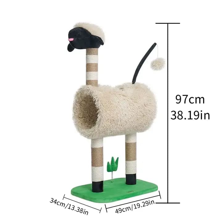Cadre d'escalade d'arbre à chat de mouton à visage noir, litière chaude pour chat, poteau d'appui, j