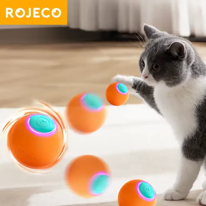 ROJECO Jouets interactifs intelligents pour chat, balle rebondisnoyaux, balle roulante automatique,
