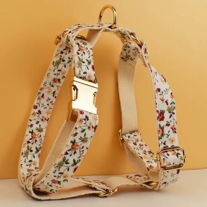 Ensemble personnalisé collier, harnais et laisse pour chien – Colliers de luxe en coton doux à motif
