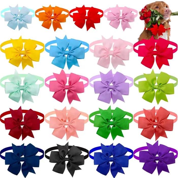 50pcs chien noeud papillon point solide noeud papillon collier pour petits chiens pour chien bricola