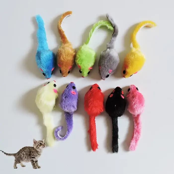 Jouet en peluche pour chat, 5 pièces, souris interactive douce et solide, jouets pour chaton drôle,
