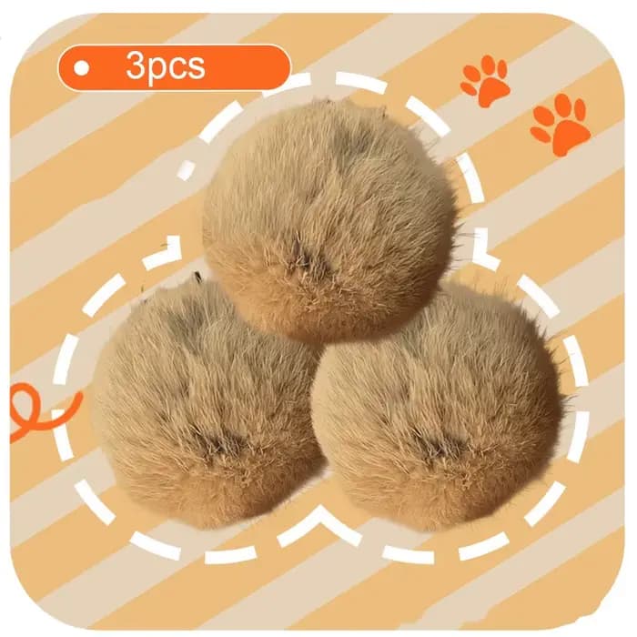 Jouet pour chat : Boule de fourrure de lapin véritable, riche et agréable au toucher, pour stimuler