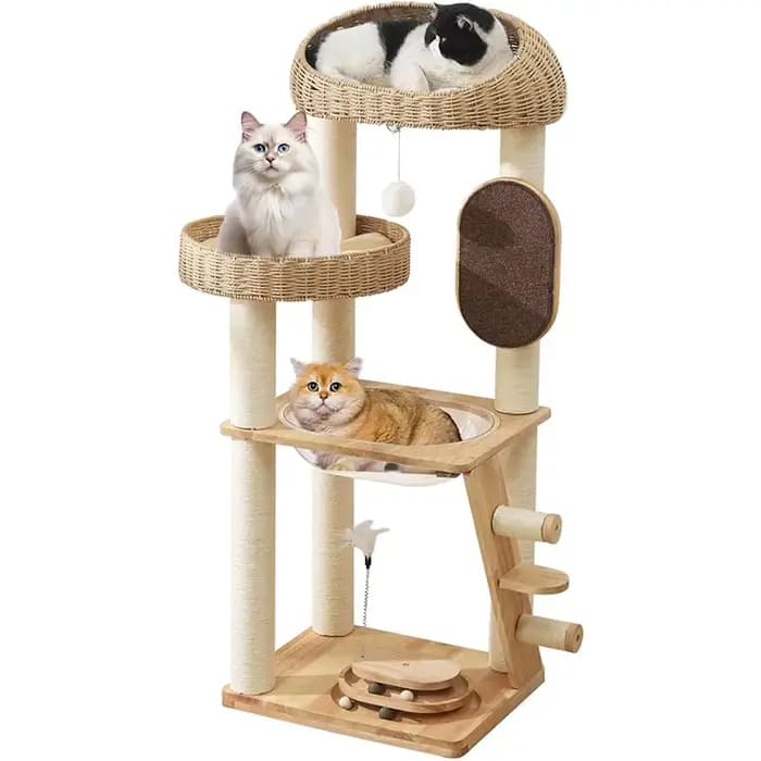 WDF – perche moderne pour animaux de compagnie, tour d'arbre à chat Durable en bois massif avec nid