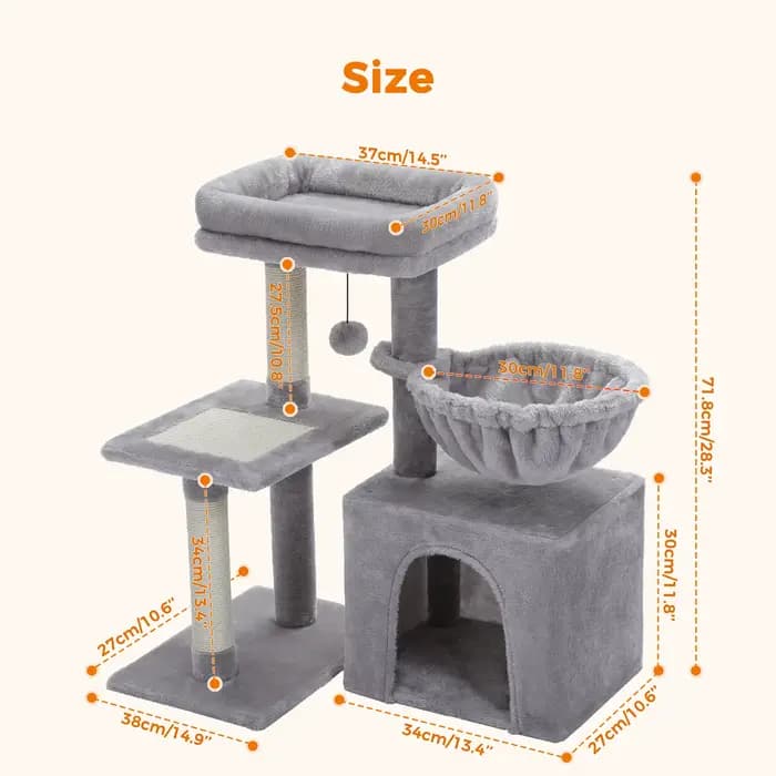 Arbre à chat Tour à chat pour chats d'intérieur Arbre d'activité pour chat 2 styles avec postes à gr