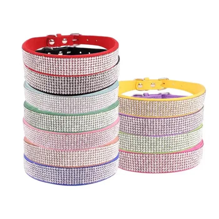 Collier de chien en cristal de fibre de daim, colliers de chien en biscuits à paillettes confortable