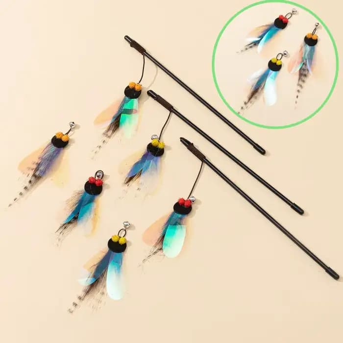 Jouets pour chats, jouet en plumes pour chats, bâton Teaser, résistant aux morsures, papillon, jouet