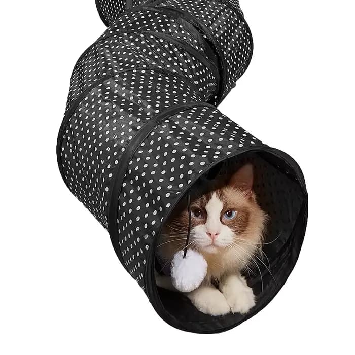 CAWAYI KENNEL Tunnel pour chat en forme de S trou pliable intérieur extérieur Tube Kitty Tunnel chat