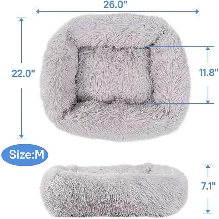 Lit de luxe pour chien, carré, Long tapis en peluche, fournitures pour petits, moyens et grands chie