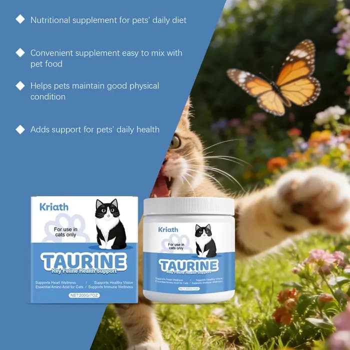 Poudre de taurine pour chat, soutient la santé du cœur, des muscles et des yeux, nutrition naturelle