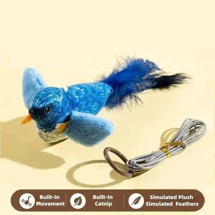 Jouet interactif d'intérieur pour chat, oiseaux sonores avec herbe à chat, pour la poursuite et le c